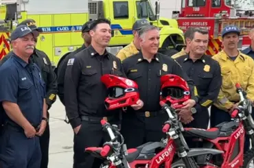 Los Angeles firefighters have found the ultimate way to beat traffic and let's just say mere civilians could never