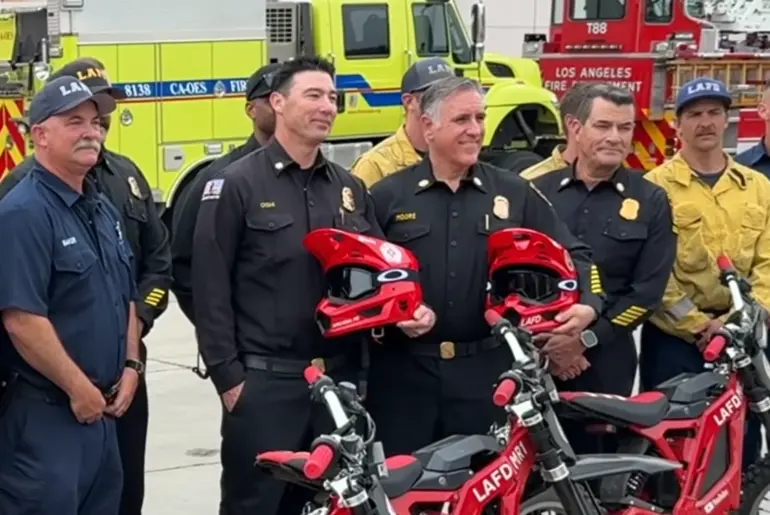 Los Angeles firefighters have found the ultimate way to beat traffic and let's just say mere civilians could never
