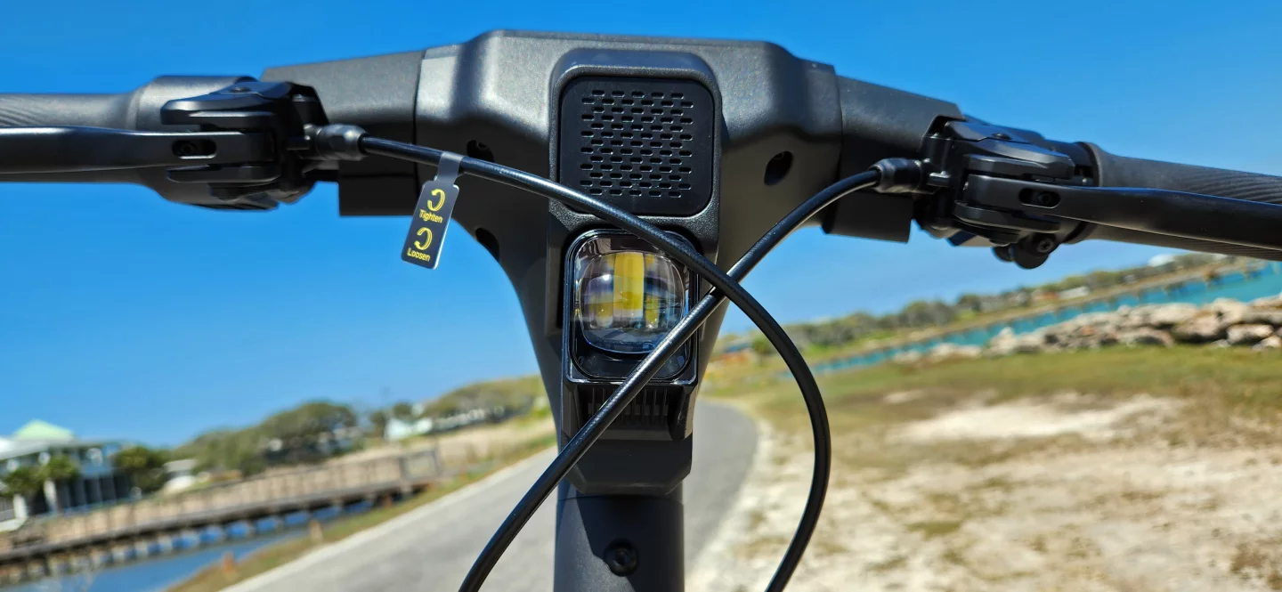 I have to say, the electronic horn speaker is a bit gimmicky. Sure, you can customize it with the built-in sounds in the app and make is toot-toot like a car horn, or in my case, make duck quacking sounds ... but it's not very loud, and it sounds more like an old 1990's era PC motherboard speaker ... that headlight though, should be a new industry standard for scooters. It's really good.