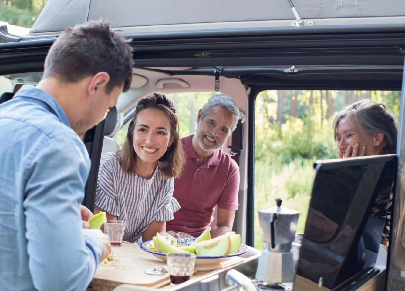 This picture shows the old Tonke Van indoor/outdoor rotating kitchen but also appears on the Tonke Basecamp page, suggesting Tonke will include a similar design on its newest camper van