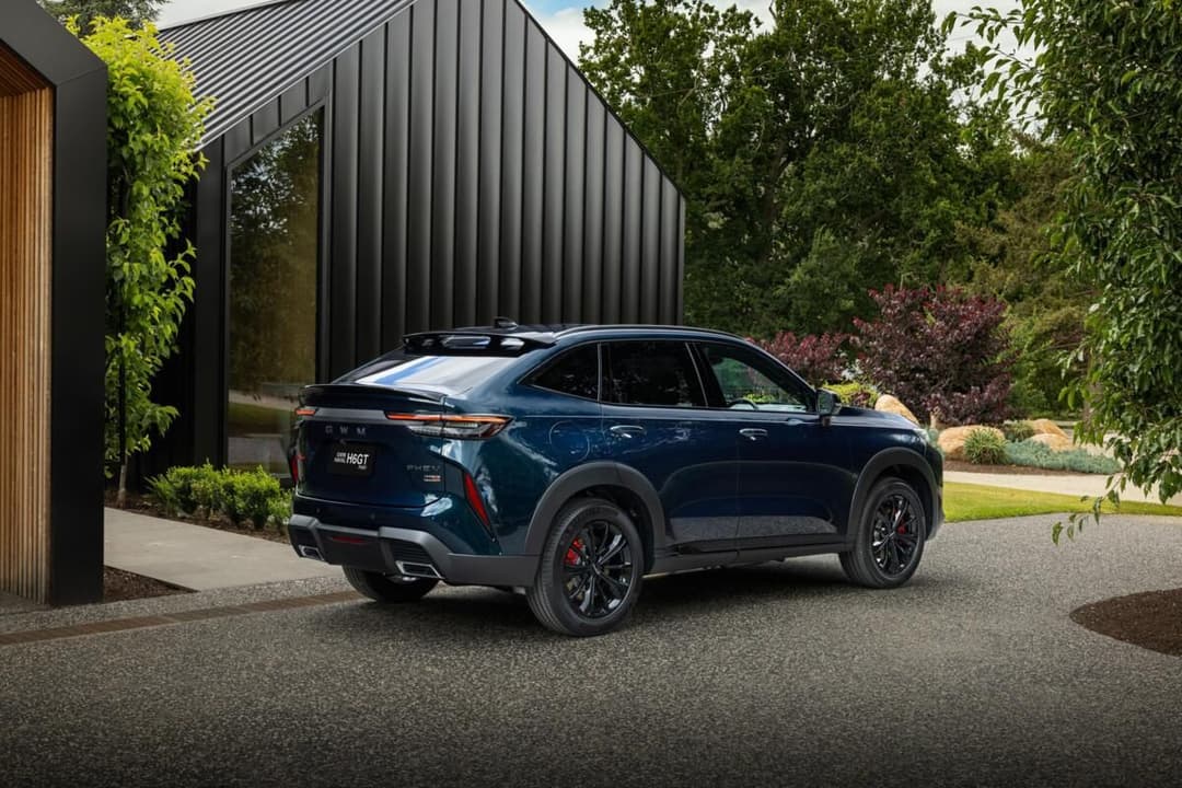 2026 GWM Haval H6GT Hi4 PHEV rear profile in Atlantis Blue