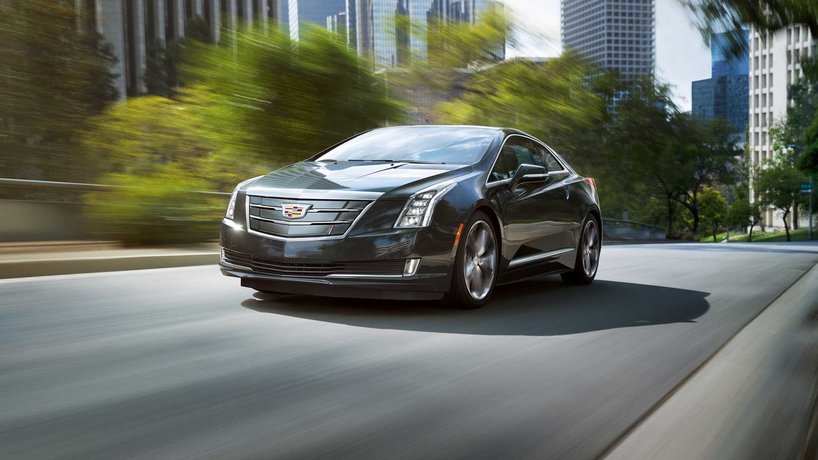 2016 Cadillac ELR Front 3/4 Driving On Street Gray