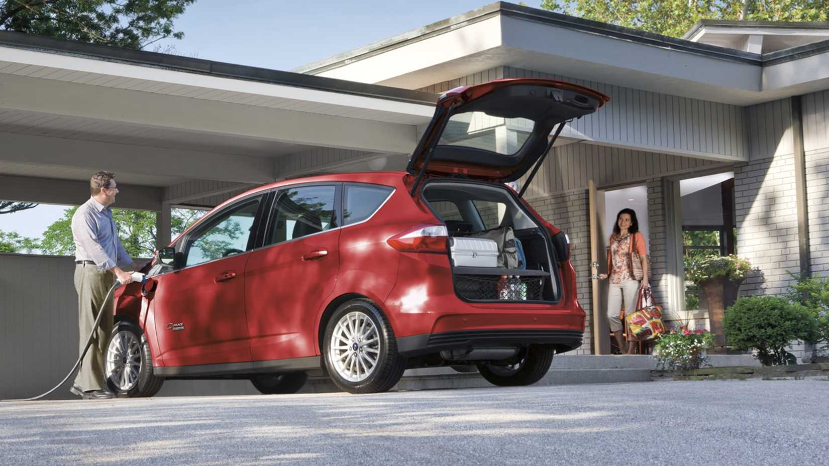 Red 2017 Ford C-Max Energi tail
