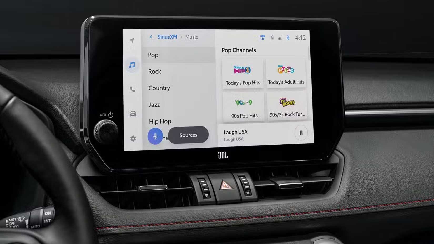 Close-up shot of the infotainment screen in a 2024 Toyota RAV4 Prime.