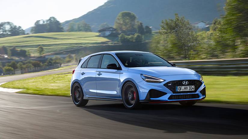 2025 Hyundai i30n front three-quarter while driving