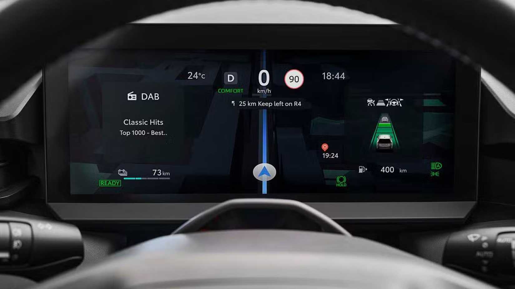 Close-up shot of the digital instrument cluster in the 2026 Toyota RAV4.