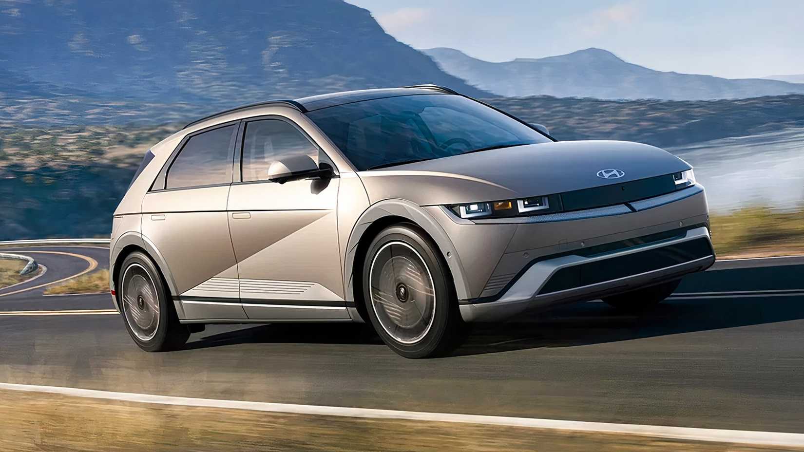 An image of a 2026 Hyundai Ioniq 5 in motion