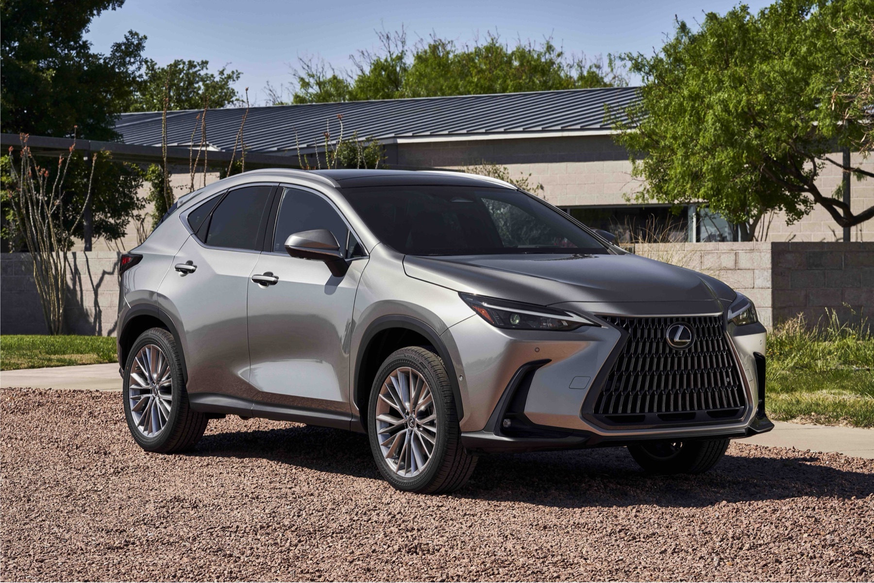 2026 Lexus NX front three-quarter exterior view; the NX 450h+ plug-in hybrid trim leads this article's recovery rankings at 96.4 percent across five years