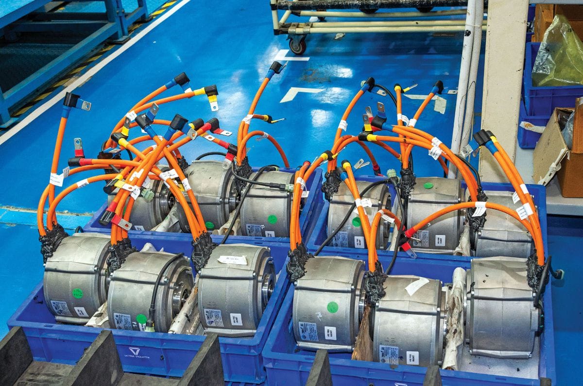 Ultraviolette X-47 electric motor being prepped for assembly