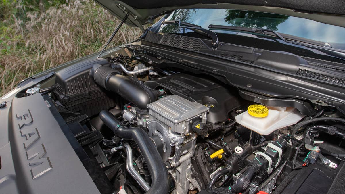 2026 Ram 1500 5.7-liter HEMI® V-8 eTorque engine bayStellantis