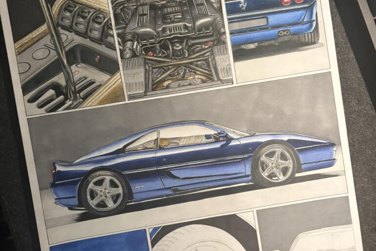 Ferrari F355 Berlinetta drawing [1356x2048]