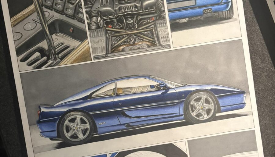 Ferrari F355 Berlinetta drawing [1356×2048]