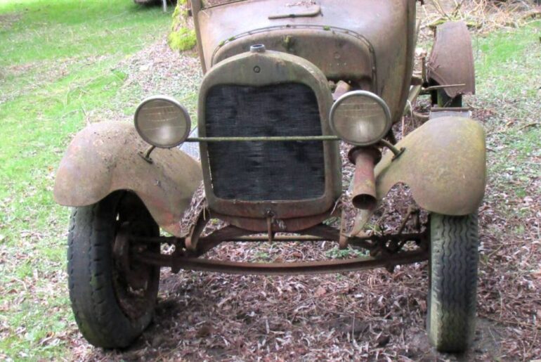 Shirley Sawatsky finds it funny how electric cars have existed since at least 1834, long before gasoline cars were invented. &ldquo;Now, the powers to be are looking at electric again,&rdquo; she noted, having come across this rusty old vehicle along 232 Street recently. &ldquo;It&rsquo;s reminding us how it all got started with gas-powered vehicles,&rdquo; Sawatsky added. (Special to Langley Advance Times)