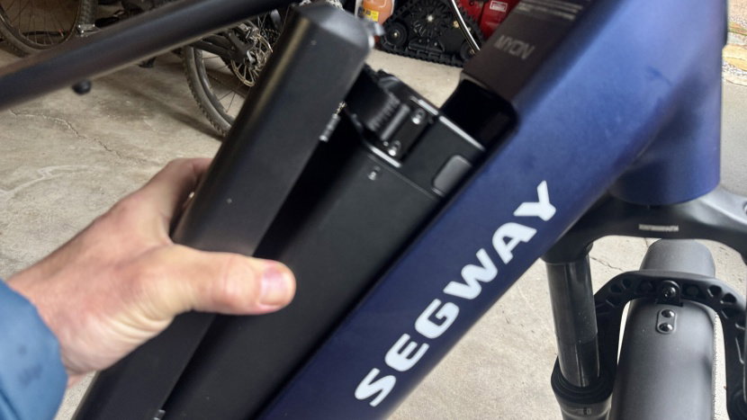 segway myon - unlocking the battery cover gives you access to the removable 722wh...