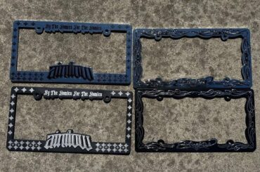 Can anybody point me in a direction where I could create my own custom license plate frame with this kind of style please!