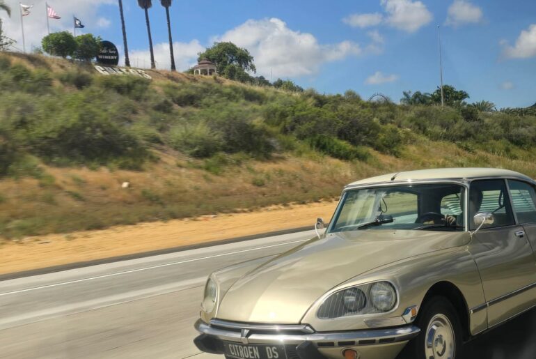 Found this [citroën DS] on the 15 freeway in california! Super cool to see!