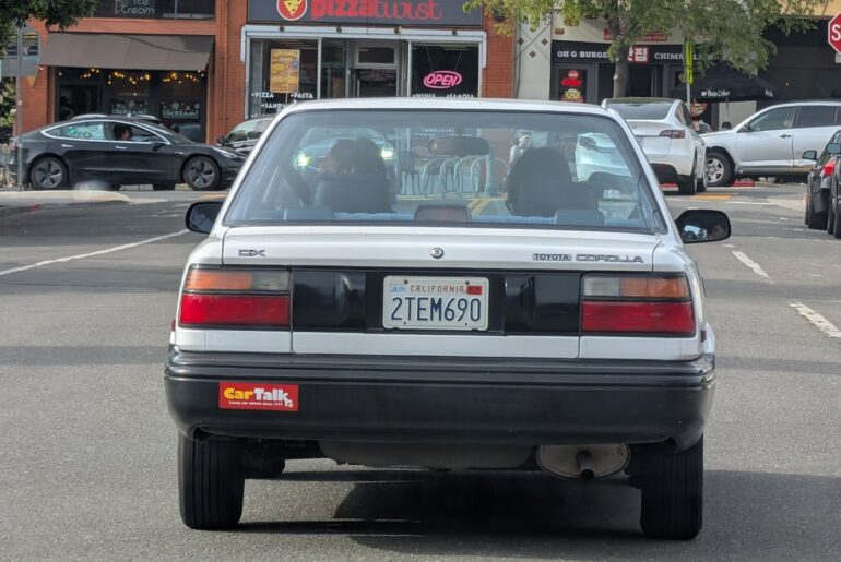 1990 Toyota Corolla DX, the official car of having a CarTalk bumper sticker