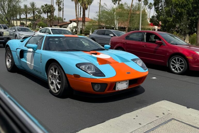 A [Ford GT] in Gulf Livery