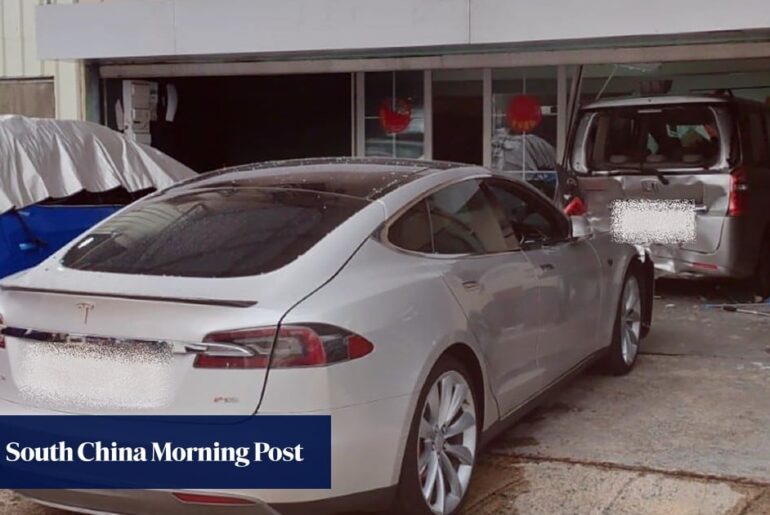 Teen driving Tesla arrested after knocking second vehicle through storefront
