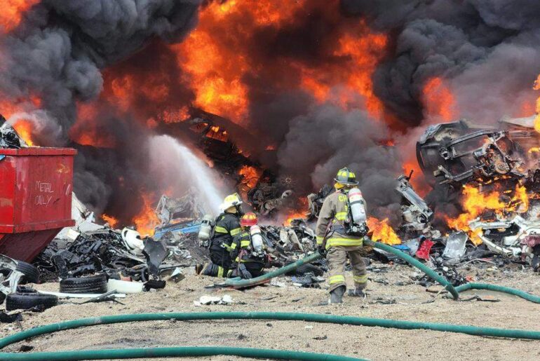 Cahokia Heights tow yard blaze sends multiple crews