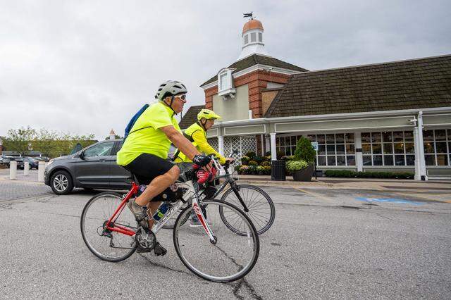 A group of bike riders known as Rif Raf, ride through Prairie Village on Wednesday, Sep. 24, 2025.