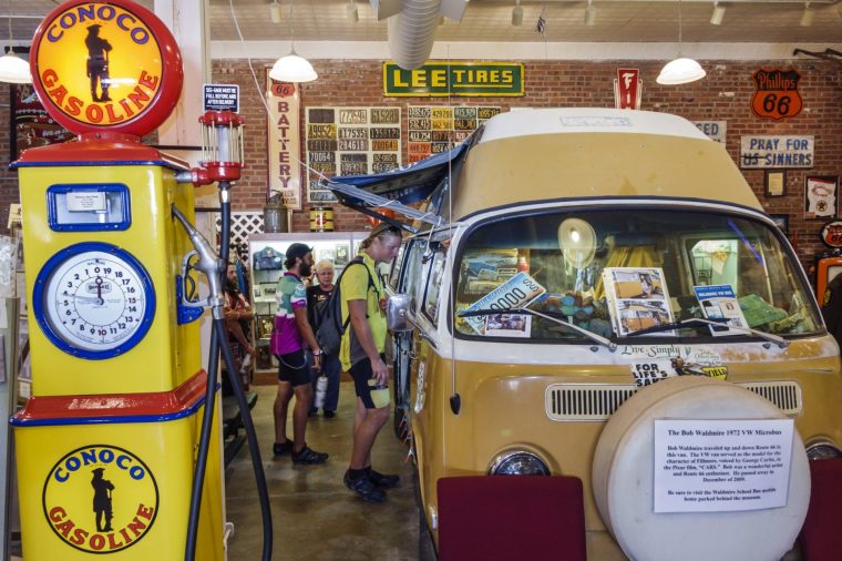 Historic Route 66 Association Hall of Fame & and Museum exhibit of Bob Waldmire 1972 VW Microbus camper. (Photo by: Jeffrey Greenberg/Universal Images Group via Getty Images)