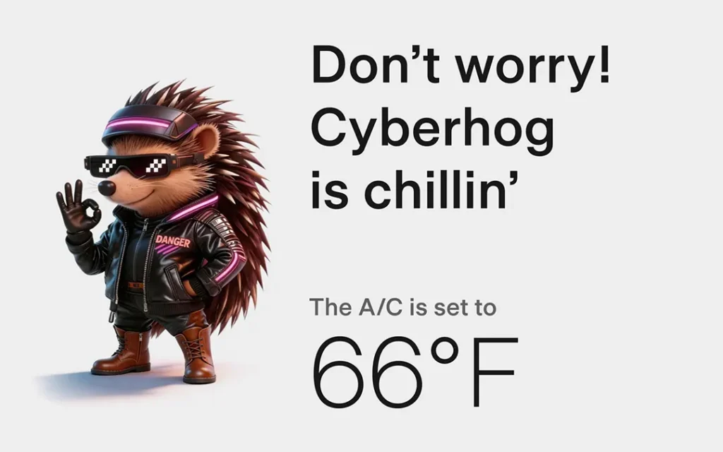 2026 Spring Update introduces a new Cyberhog animated icon and message displayed on the screen while the vehicle is in Pet Mode.