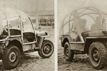 1945 Winter Jeep - A Willys MB fitted with a plastic enclosure offering wipers, a spotlight and defroster