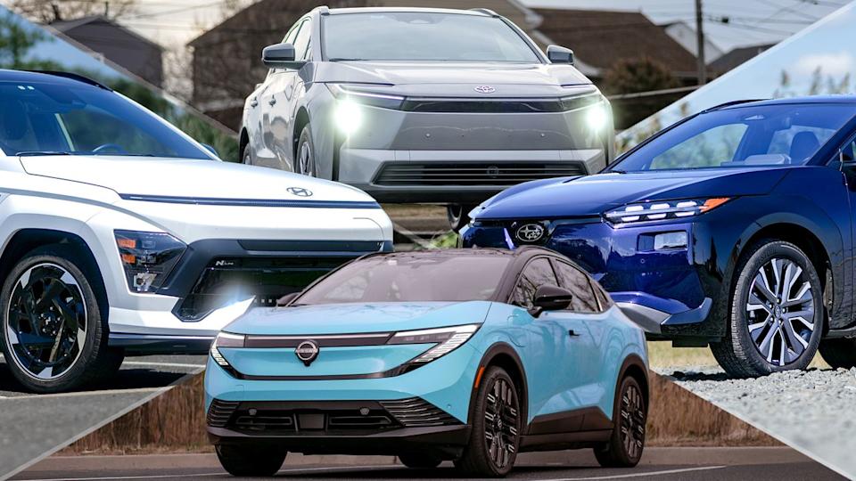  Affordable EVs composite showing four different models. 