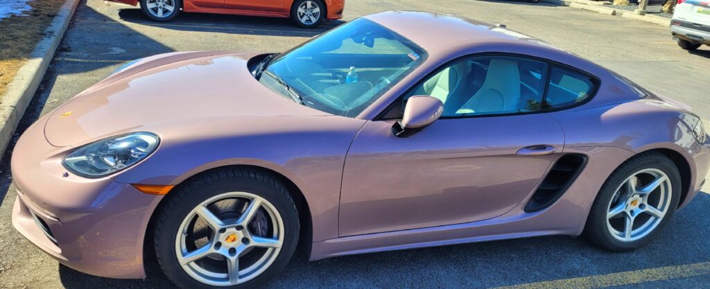 [Porsche Cayman] in a colour I've never seen on any Porsche before.