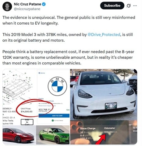 ev battery last longer boast tweet