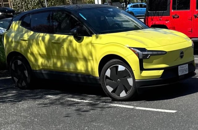 An Volvo EX30 which is now discontinued and some cars from today.