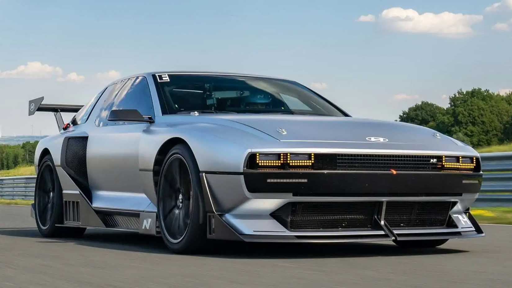 The Hyundai N Vision 74 Concept on the track