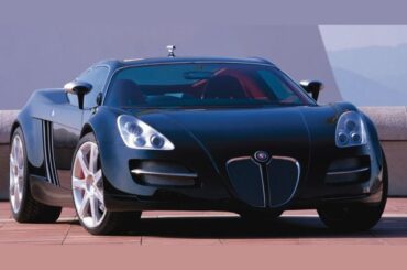 2004 Jaguar BlackJag, a one-off supercar concept created by the Spanish design house Fuore Design. While it bears the Jaguar badge, it was developed independently of the British manufacturer.