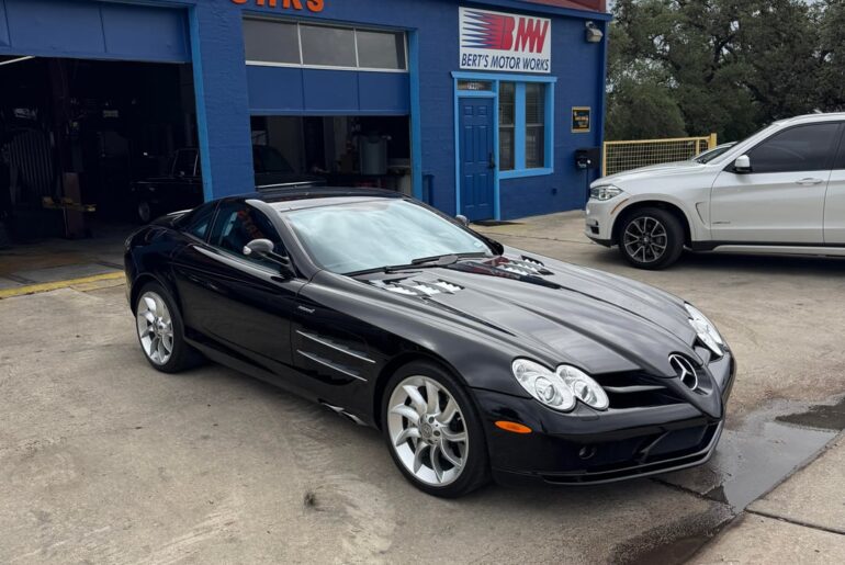 [SLR McLaren] At a shop down the street from my house. It has no brakes apparently.