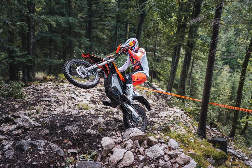 KTM Freeride E raising its front wheel