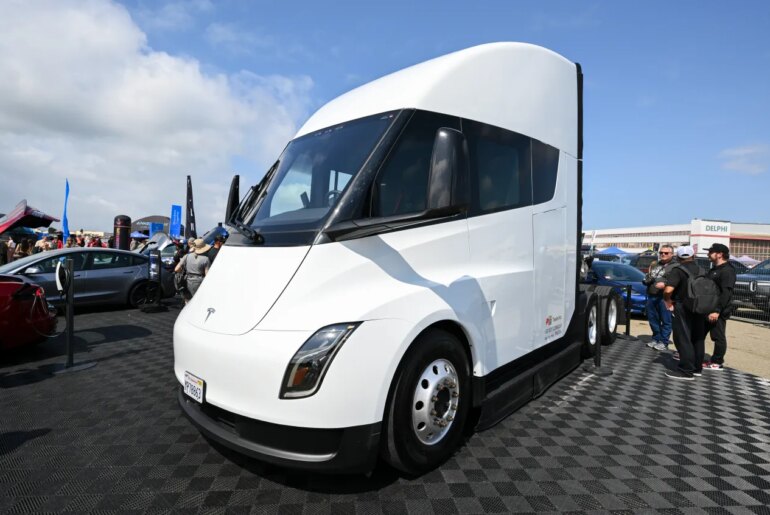 A view of Tesla Semi-Truck at Electrify Expo San Francisco, the largest electric vehicles (EV) event in North America is held in Alameda, California, United States on August 24, 2024. (Photo by Tayfun Coskun/Anadolu via Getty Images)