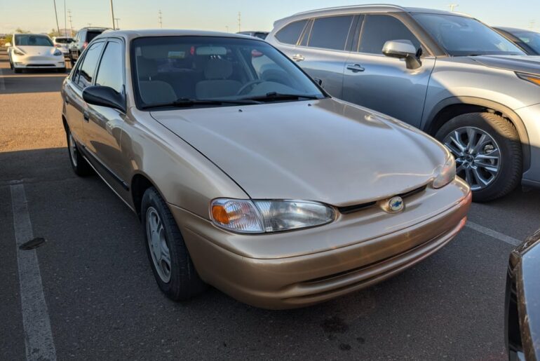 Mom, can we get a classic car? We have a classic car at home. The car [Geo Prizm]