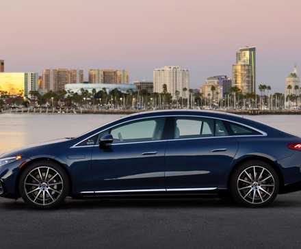 Blue Mercedes EQS Side View