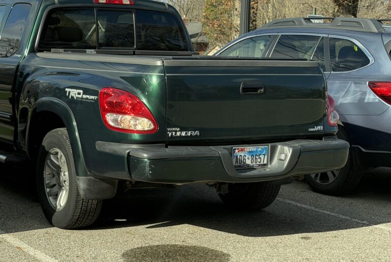 This [Toyota Tubndra Stepside] has a look that only a mother could love, but it’s rare. Note those Solara taillights.