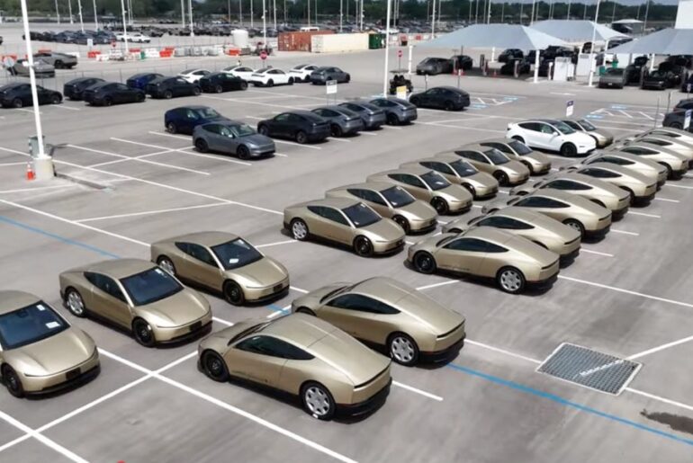 Tesla Cybercab fleet spotted at Gigafactory Texas [Credit: Joe Tegtmeyer)