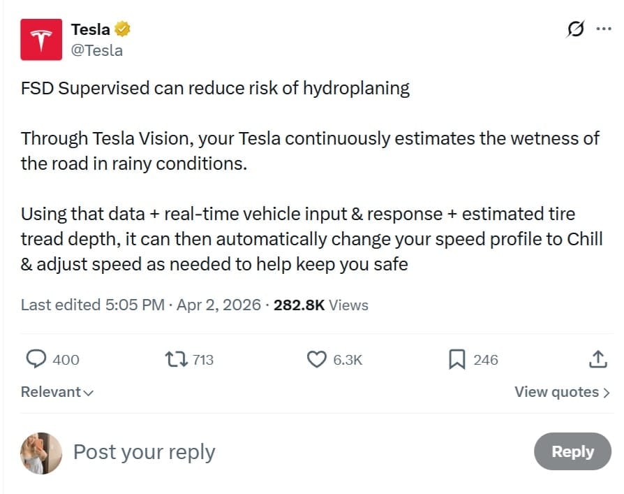 tesla tweet lying about hydroplane
