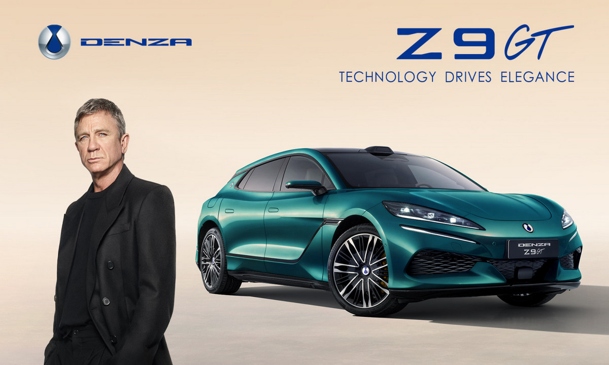 A poster on BYD's official website features most recent James Bond actor Daniel Craig promoting the DENZA Z9GT. Photo: BYD's official website