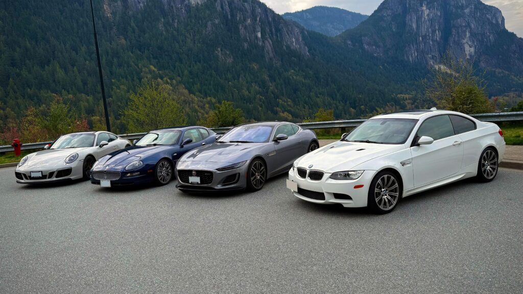 Group Morning Drive - Porsche 911 Carrera 4 GTS, Maserati 4200 GT, Jaguar F-Type, BMW E92 M3 [3600x2026]