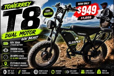 $949 60V Dual Motor E-Bike?! Tonnerrey T8 Review