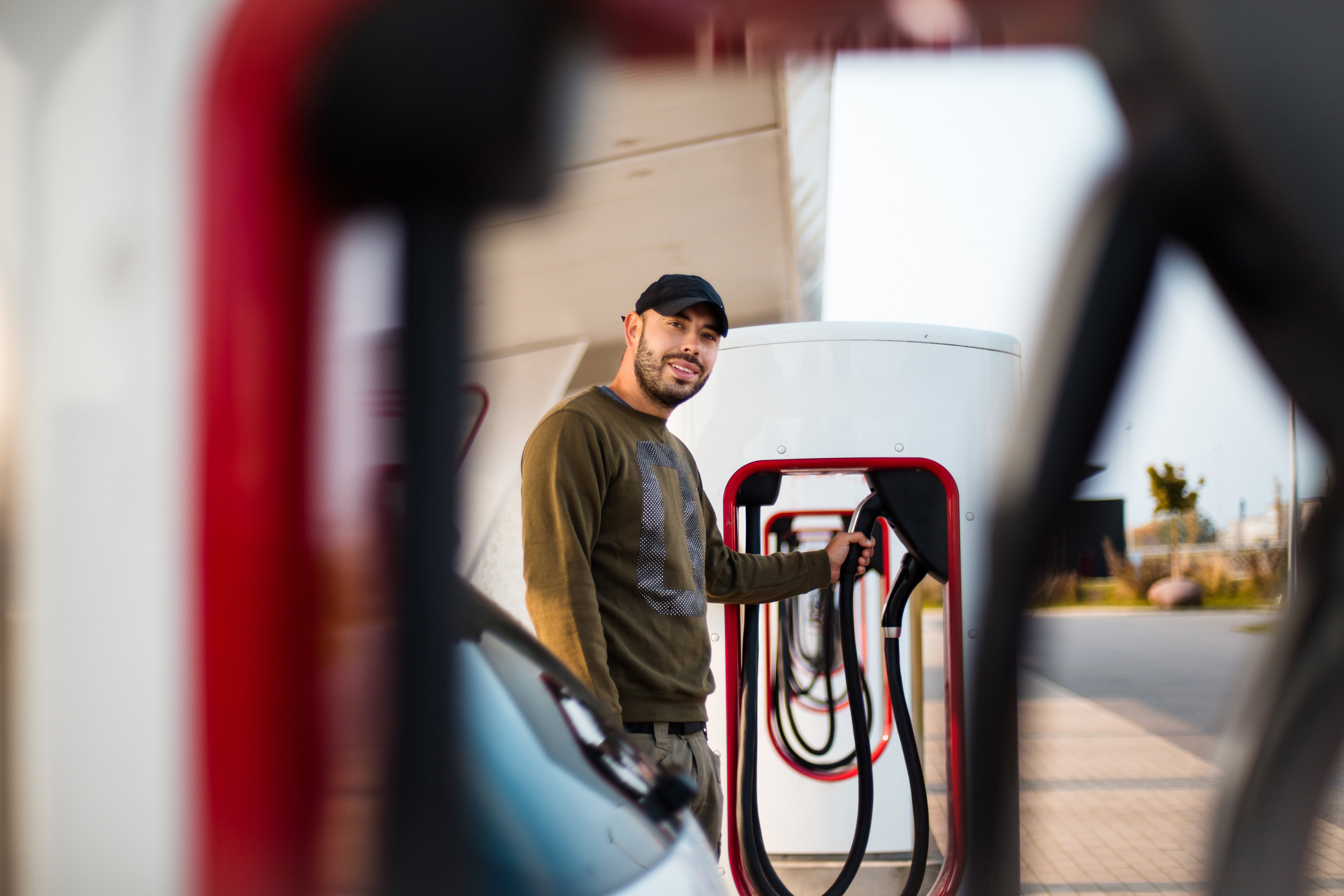 Person at a charging station.