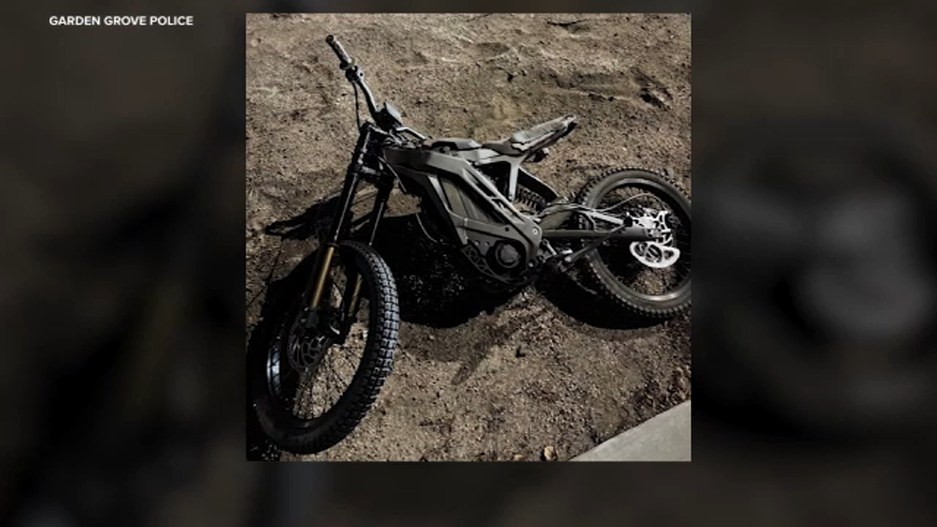 Garden Grove Police shared this image of the e-motorcycle involved in Thursday night's crash in Garden Grove.