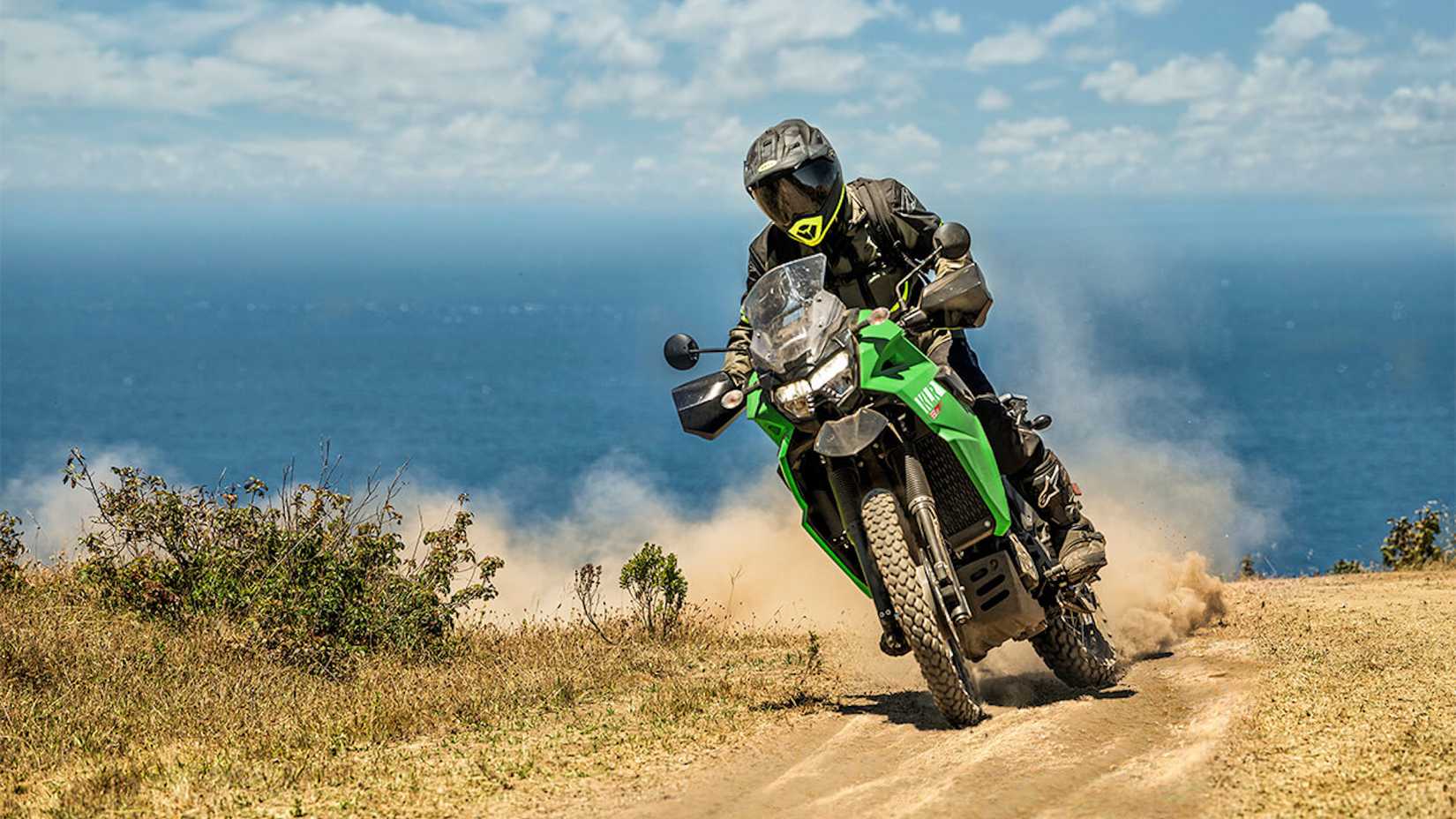 An action shot of the 2025 Kawasaki KLR 650 off-roading