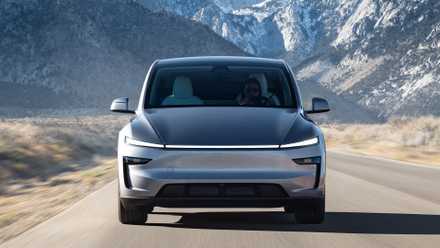 2025 tesla model y full frontal gray