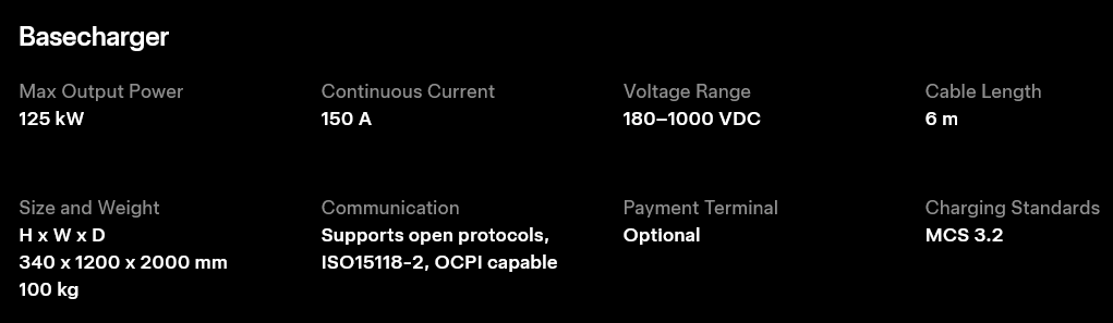 Tesla Semi Charging for Business: 125-kW Basecharger hardware details (Image credit: Tesla)